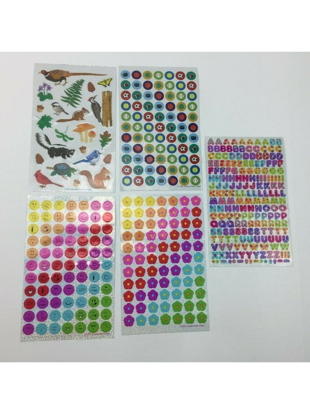 Vintage Sandylion Stickers Sports Animals Letters Floral Flowers 4 Sheets